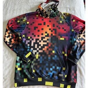 NWT - Fresh Hoods Pixel Gradient Hoodie Mens Size M Multicolor Gamer Style